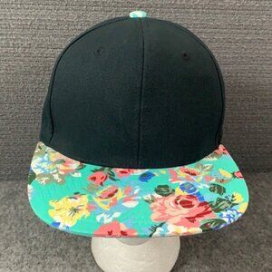 BK Caps Snapback Hat Baseball Cap Unisex OSFA Black Floral Flat Brim Button